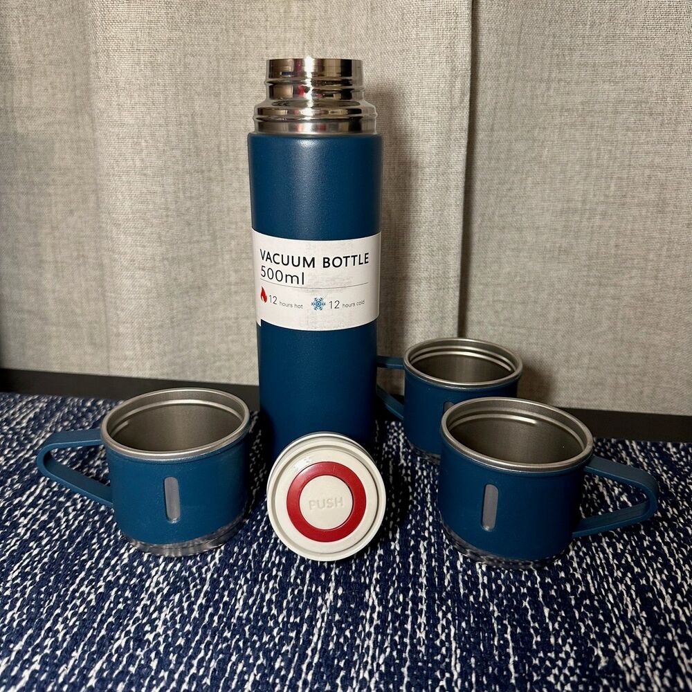 16.9 oz Teal Thermos with Mugs